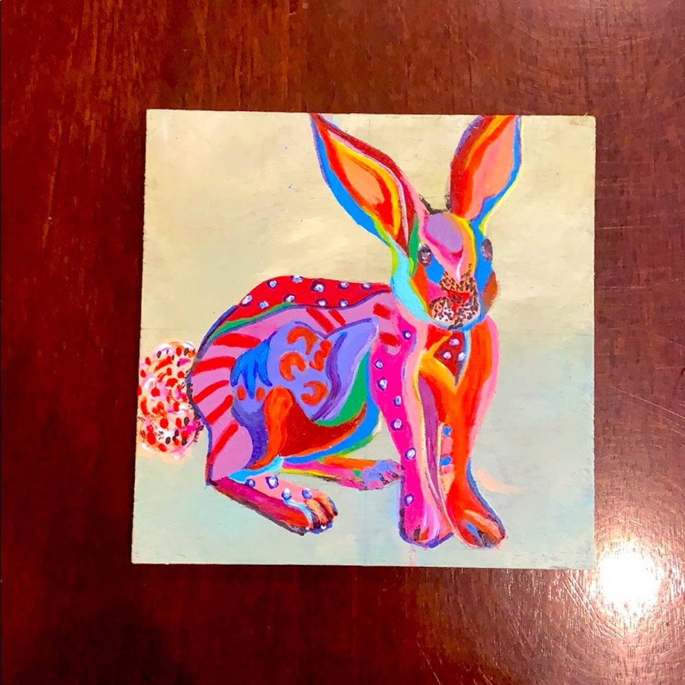 Multi media abstract bunny painting